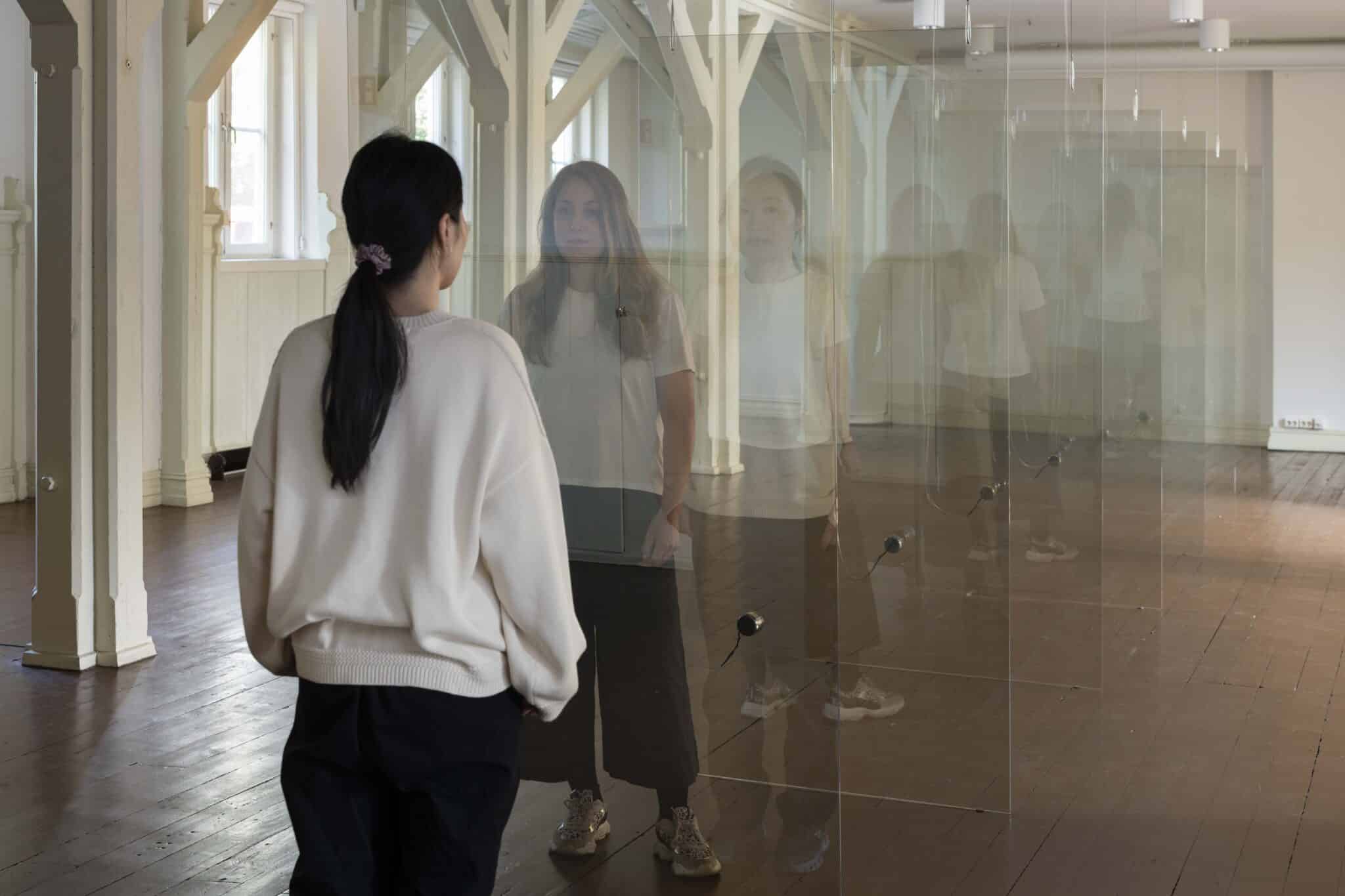 Hans Rosenstrøm’s Broken Chord installation in a white indoor space at Atelier Nord in Oslo.